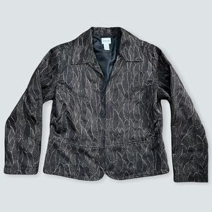 Chico's Metallic Leaf Lined Blazer size 1 Preowned No Button Great Condition